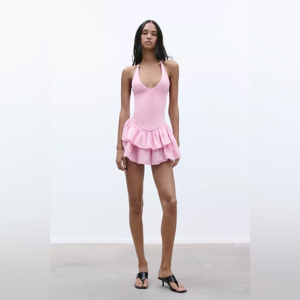ZARA COMBINATION HALTER DRESS
